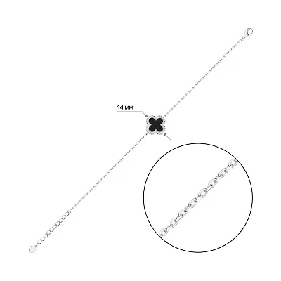 Браслет из серебра с ониксом и фианитами (арт. 7509/4080/15о)