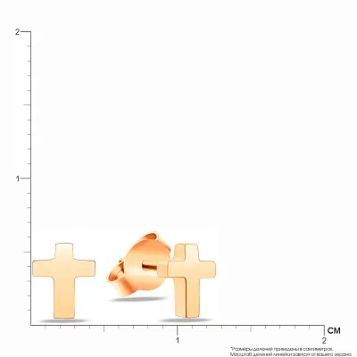 Золотые серьги пусеты «Крестики» (арт. 107049)