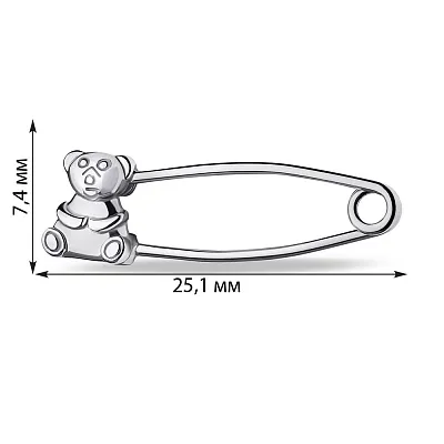 Серебряная булавка Мишка (арт. 7511/БР2/009)