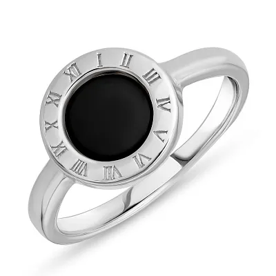 Серебряное кольцо с черным ониксом (арт. 7501/4747о)