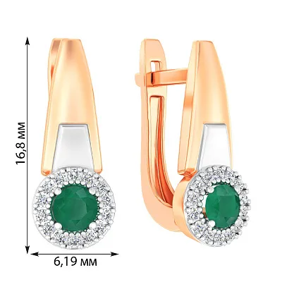 Золоті сережки зі смарагдом і діамантами (арт. С011065и)