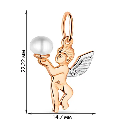 Золотой подвес с жемчугом Ангелочек (арт. 423385кбпрлб)