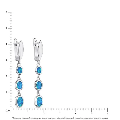 Сережки-підвіски зі срібла з синім опалом (арт. 7502/4417Пос)