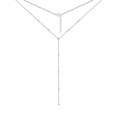 Серебряное колье-галстук удлиненное с шариками (арт. 7507/1220)