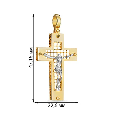 Хрестик з комбінованого золота (арт. 500635ж)