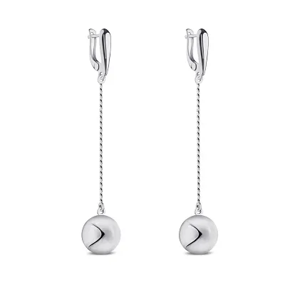 Срібні сережки-підвіски з кульками (арт. 7502/4187)