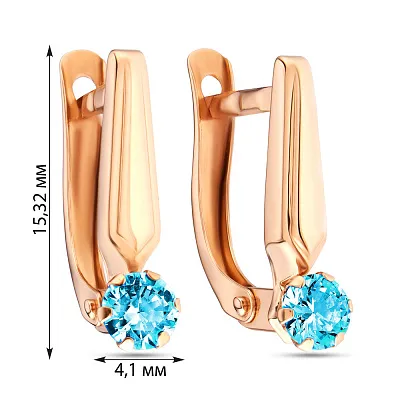 Сережки из красного золота с фианитами (арт. 105635г)