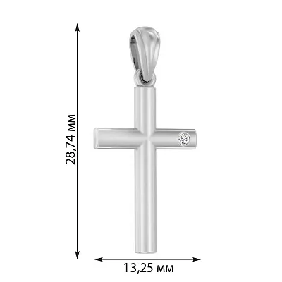 Хрест з білого золота з фіанітом (арт. 440637б)