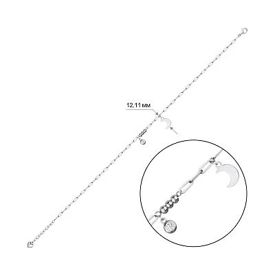 Срібний браслет на ногу з підвісками (арт. 7509/3085)