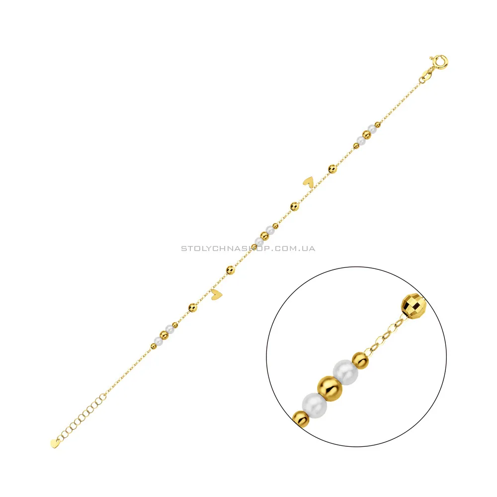Золотий браслет з перлами (арт. 326192жпрлб) - цена