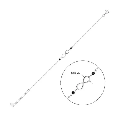 Браслет «Нескінченність» зі срібла з оніксом (арт. 7509/2287о)