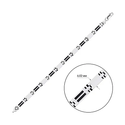Срібний браслет з чорною емаллю  (арт. 7509/3676еч)