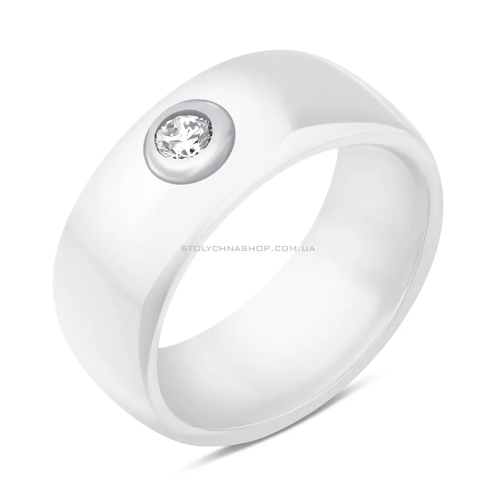 Кольцо из керамики с серебряной вставкой (арт. 7501/К2ФК1/4042-16) - цена
