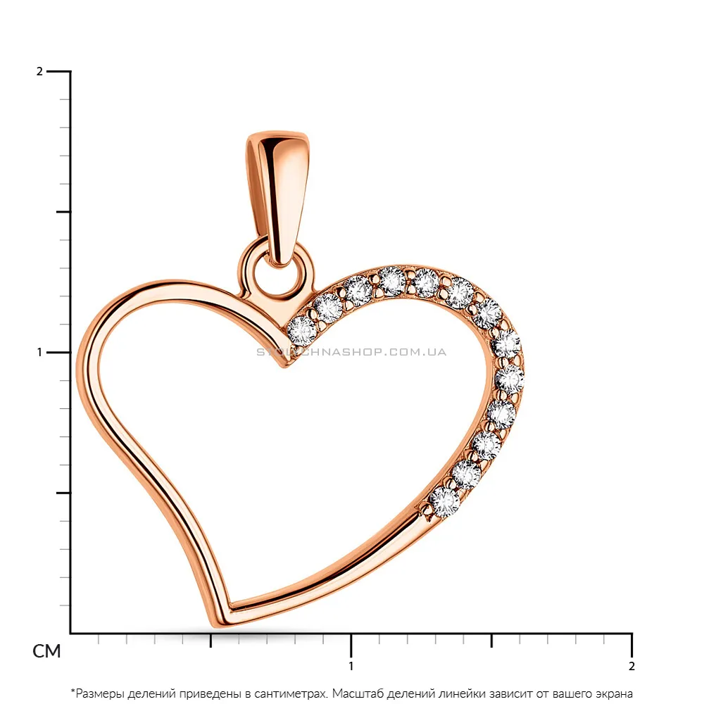 Золотий підвіс "Серце" з фіанітами (арт. 424451) - 2 - цена