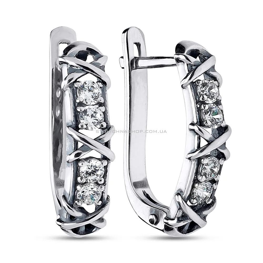 Сережки зі срібла з фіанітами (арт. 7902/1111169) - цена