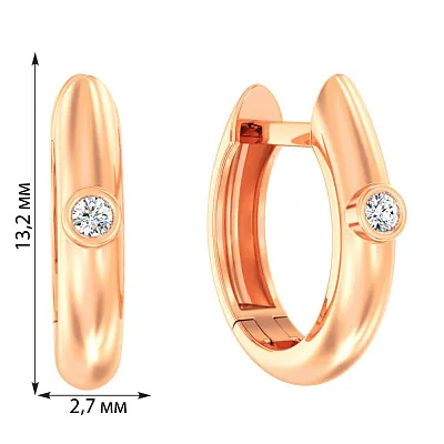 Золоті сережки кільця з діамантами (арт. С011517)