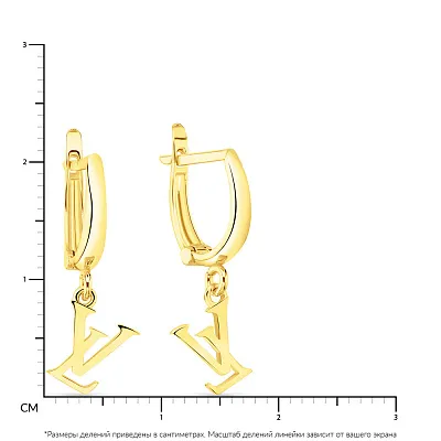 Золотые серьги в желтом цвете металла без камней (арт. 108697ж)