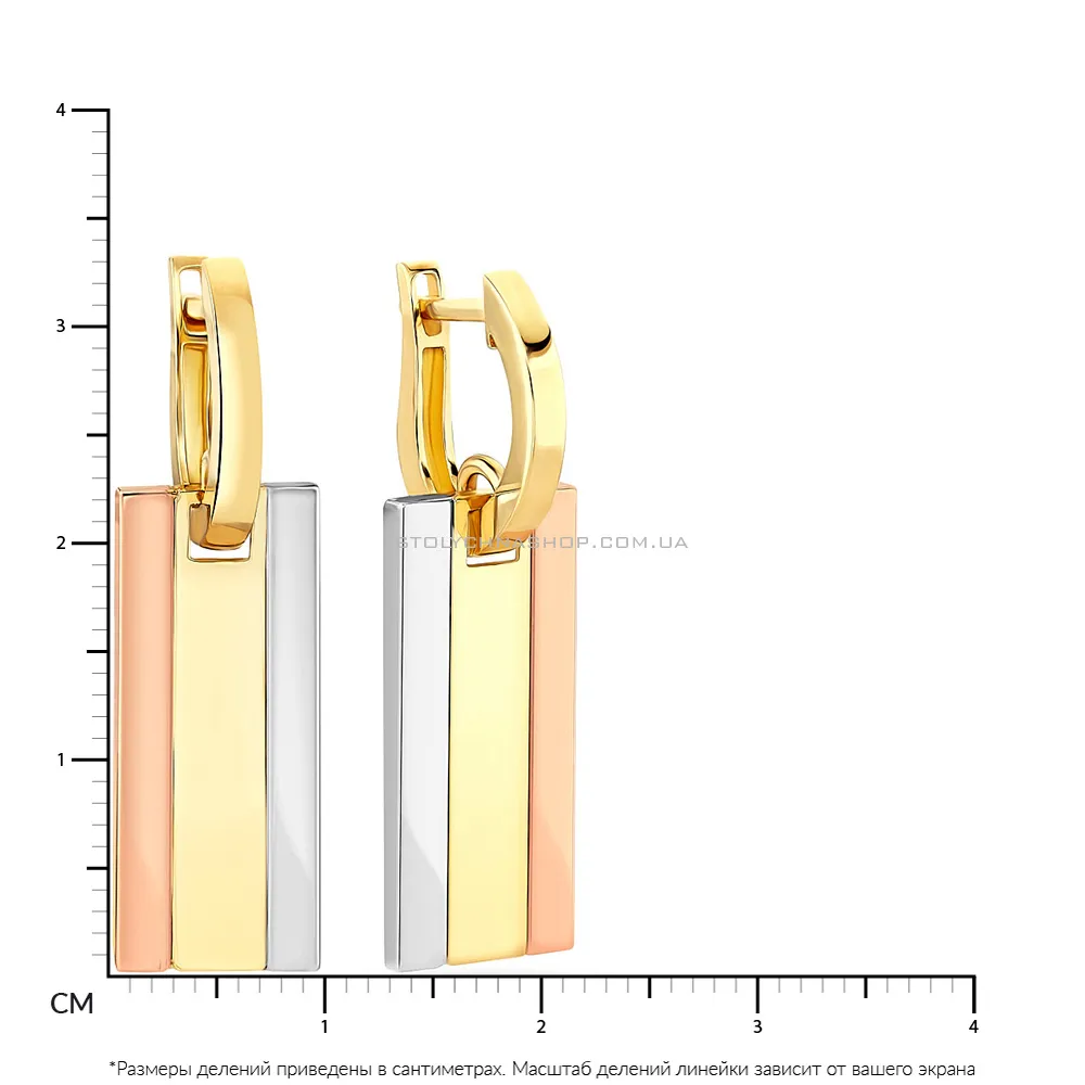 Золоті сережки в комбінованому кольорі металу (арт. 108052жкб)