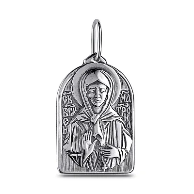 Серебряная ладанка-иконка "Святая блаженная Матрона" (арт. 7917/3762-ч)