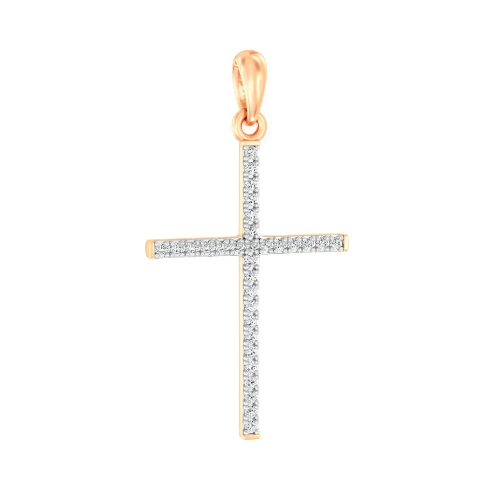 Крестик из красного золота с бриллиантами (арт. П011193010)