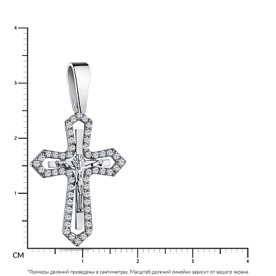 Православный крестик серебряный с фианитами  (арт. 7504/2-0224.0.2)