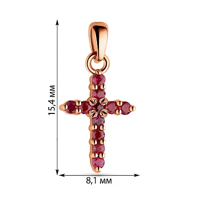 Хрестик з золота з рубінами (арт. 3100785201р)