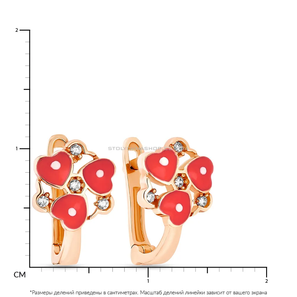 Сережки для дітей з емаллю та фіанітами (арт. 104814ек) - 2 - цена