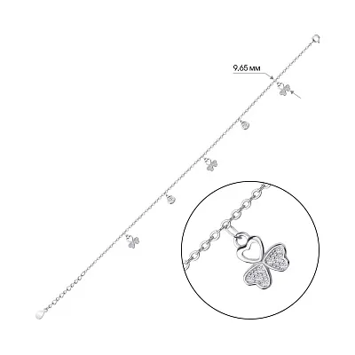 Серебряный браслет на ногу с фианитами (арт. 7509/2515)