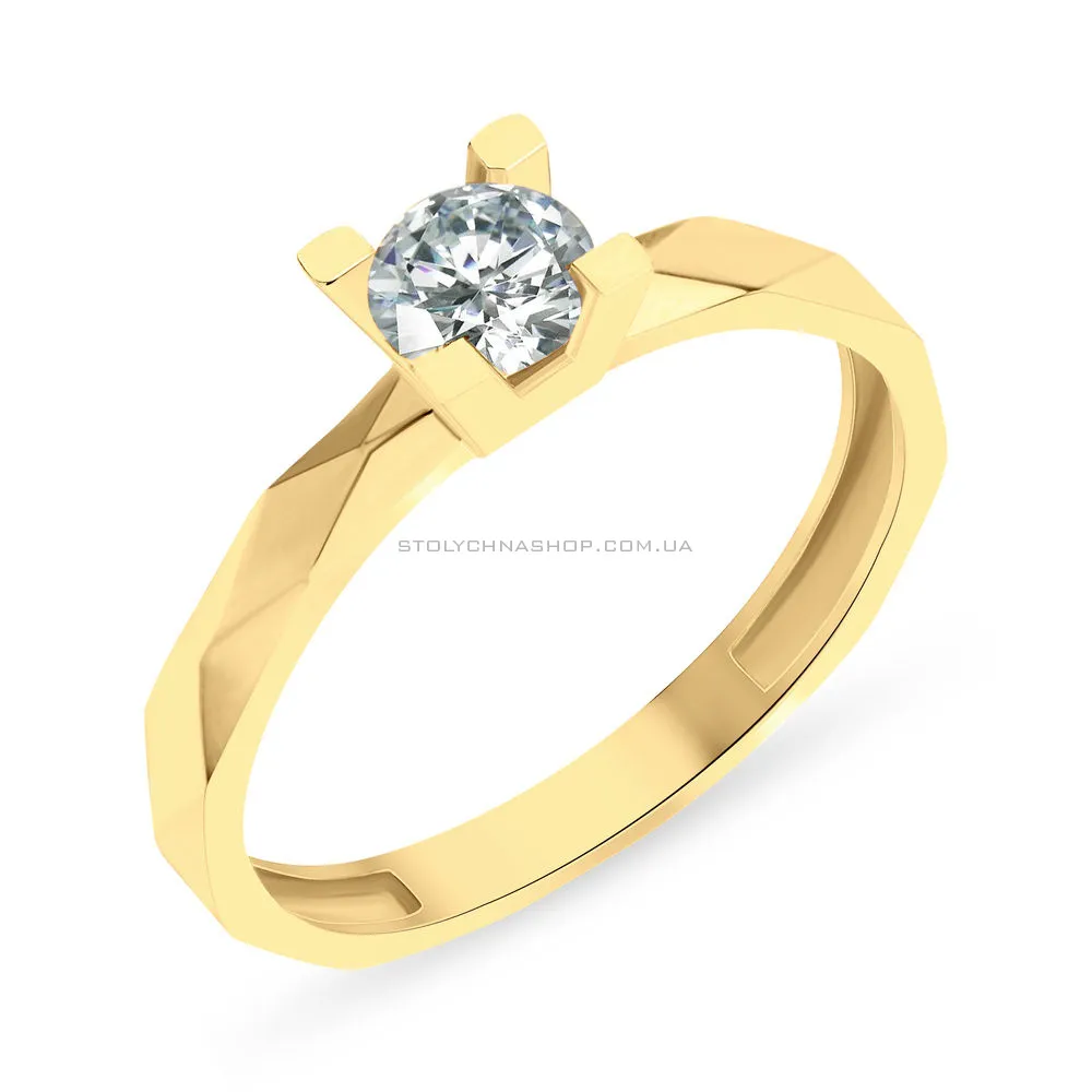Золотое помолвочное кольцо с фианитом (арт. 154829ж) - цена