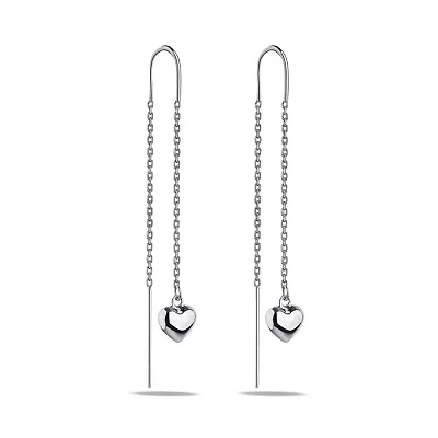 Сережки-протяжки зі срібла з сердечком (арт. 7502/4490)