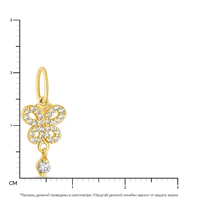 Подвеска из желтого золота «Бабочка» с фианитами (арт. 422130ж)