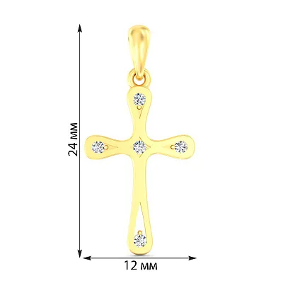Золотий хрестик з діамантами (арт. П011436005ж)