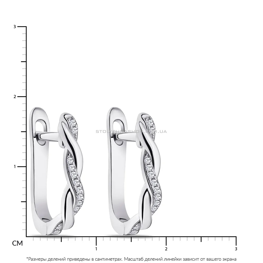 Сережки зі срібла "Переплетення" з фіанітами  (арт. 7502/4629) - 2 - цена