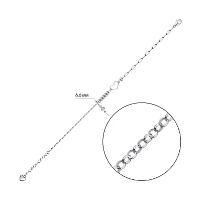 Срібний браслет Серце (арт. 7509/3946)