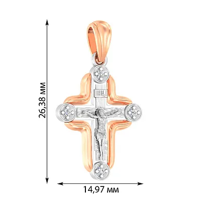 Крестик из красного и белого золота с фианитами (арт. 501079)