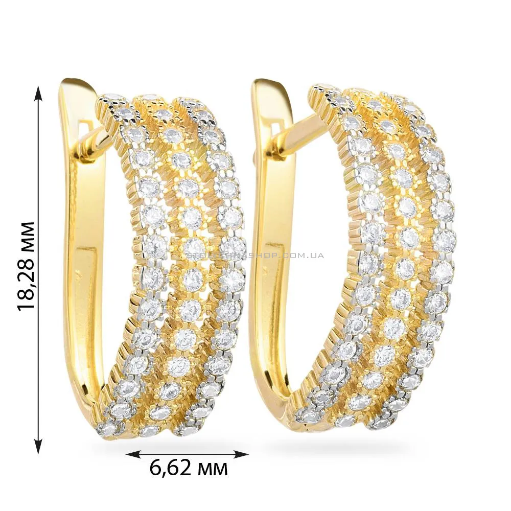 Золоті сережки з фіанітами (арт. 110255ж) - 2 - цена