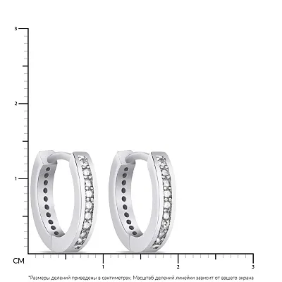 Сережки-кільця зі срібла з фіанітами  (арт. 7502/4105/15)