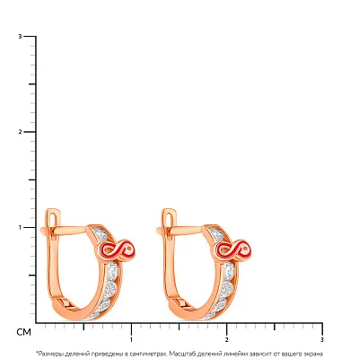 Сережки для дітей з червоного золота з фіанітами та емаллю (арт. 104206ек)