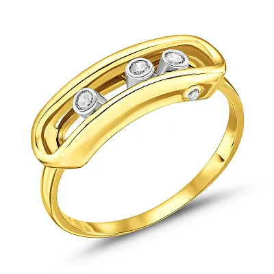 Золотое кольцо с фианитами  (арт. 155327ж)
