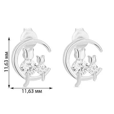 Сережки-пусети зі срібла «Котяча історія» (арт. 7518/5663)