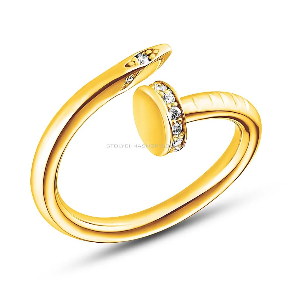 Золотое кольцо с фианитами «Гвоздь» (арт. 153090ж)