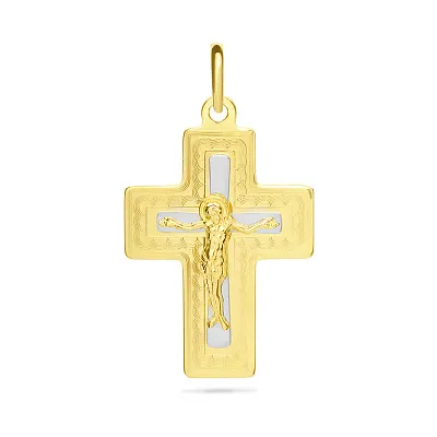 Массивный золотой крестик с распятием  (арт. 521141жнр)