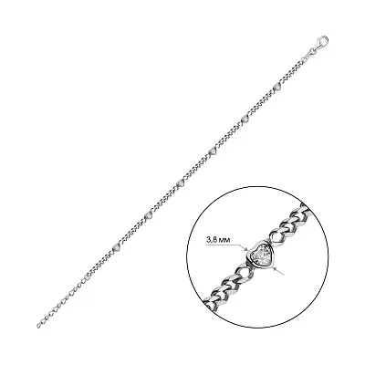 Серебряный браслет Сердечки с фианитами (арт. 7509/4570)