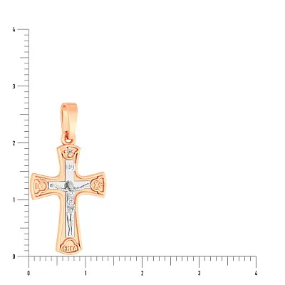 Золотий натільний хрестик з розп'яттям та фіанітом (арт. 501088)