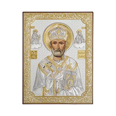 Ікона зі срібла "Миколай Чудотворець" (164х124 мм) (арт. P-3/003G/K)