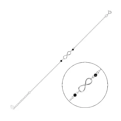 Браслет «Нескінченність» зі срібла з оніксом (арт. 7509/2287о)