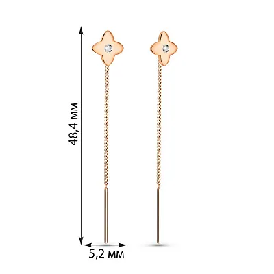 Золотые серьги протяжки с фианитами (арт. 109706)
