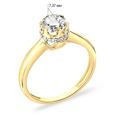 Золотое помолвочное кольцо с фианитами (арт. 140402ж)