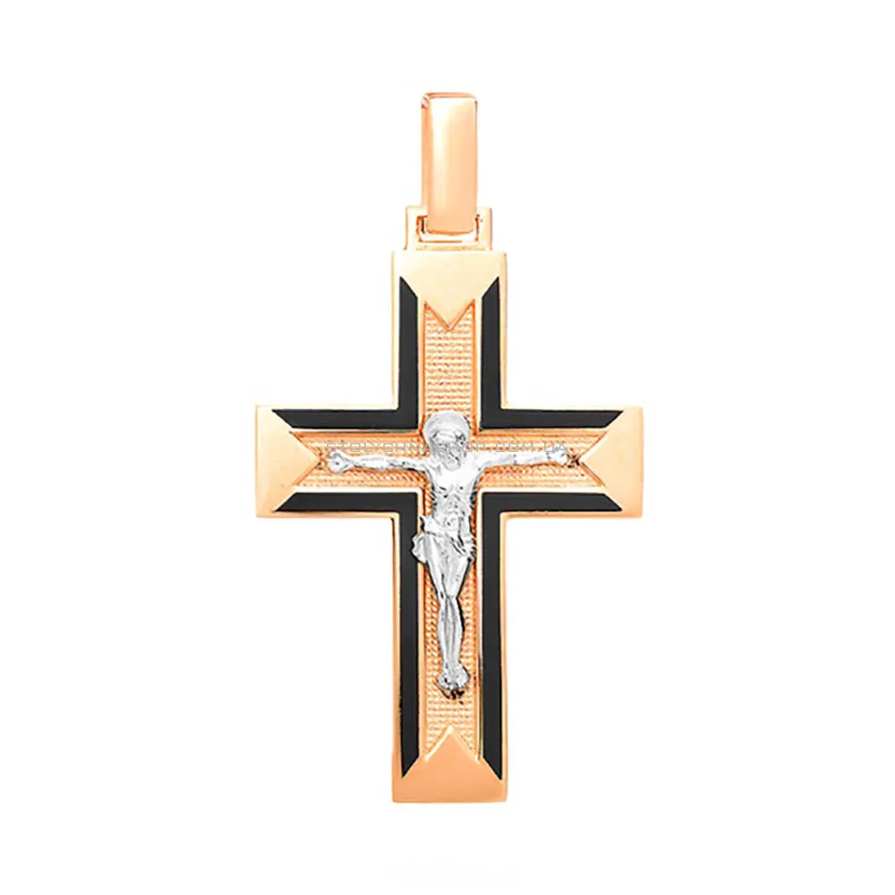Крестик золотой с распятием и эмалью (арт. 505010ч) - цена