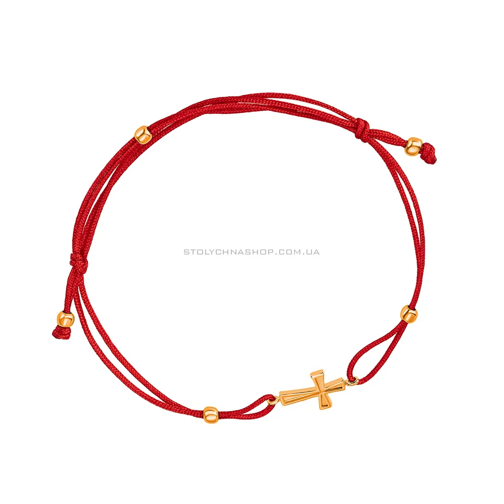 Браслет «Хрест» з червоного золота і шовкової нитки (арт. 322695/2)